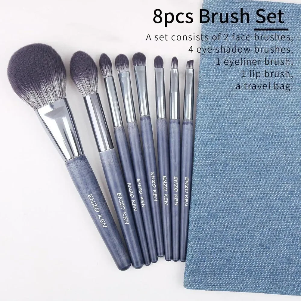 Blue Professional Natural Bristle Badger Hair Makeup Brushes Set With Case